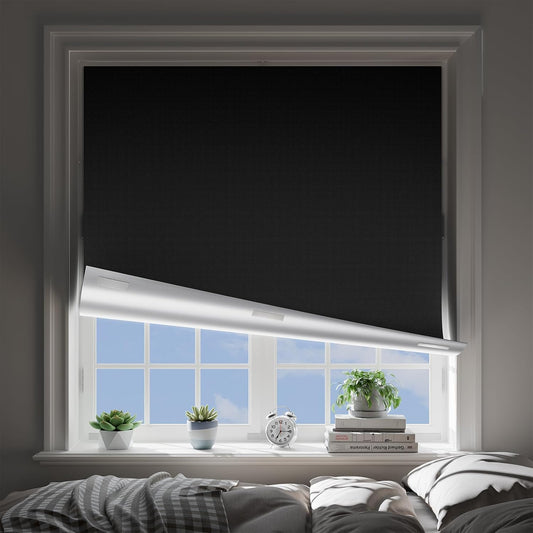 Blackout Blinds No Drill, 42" x 60" Cut to Size Blackout Window Cover, Portable Blackout Curtains for Bedroom Nursery Travel RV, Strong Hook and Loop Tape Strips with Adhesive - Colors A