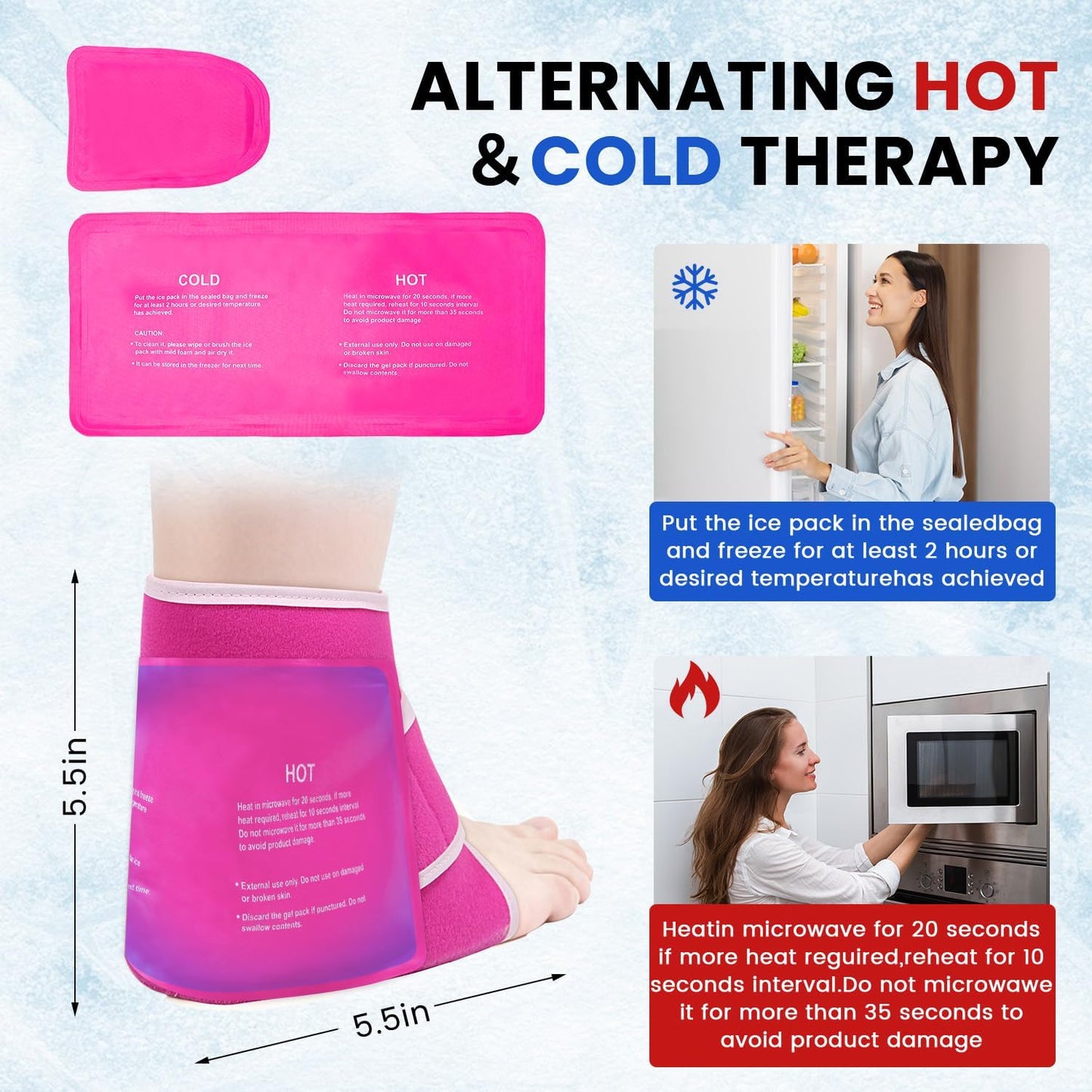 Ankle Ice Pack Wrap Reusable Gel Cold Compression for Foot Discomfort