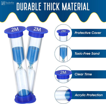 Sand Timer for Kids Set of 3 Small Colorful Hourglass Acrylic Covered Clock 1Min 2Min 5Min for Classroom, Home & Kids Room