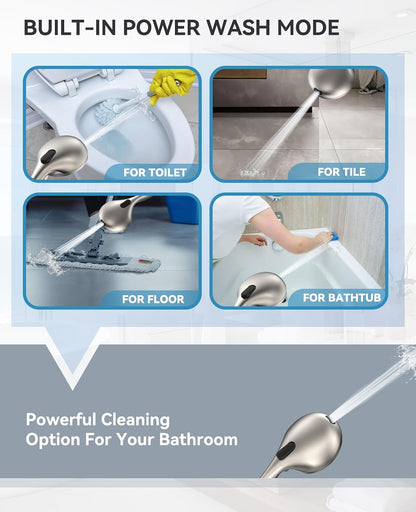 6-Setting Shower Head with Handheld, JDO High Pressure Hand held Shower Head, 4.7 Inch Chrome Detachable Showerhead Set with 59 Inch Stainless Steel Hose and Adjustable Showerhead Holder
