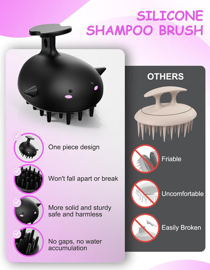 Scalp Massager Hair Growth, Silicone Scalp Scrubber Shower Shampoo Brush | One-Piece Silicone Scalp Exfoliator, Wet & Dry Hair Care, No Seams to Trap Water or Grime, Flakes and Buildup