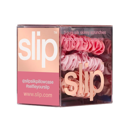 SLIP Amazon Exclusive Skinny Scrunchies: Anti-Crease, Anti-Breakage Slipsilk™ Design Protects Delicate Hair | Includes 3 Pure Silk Scrunchies, Basics