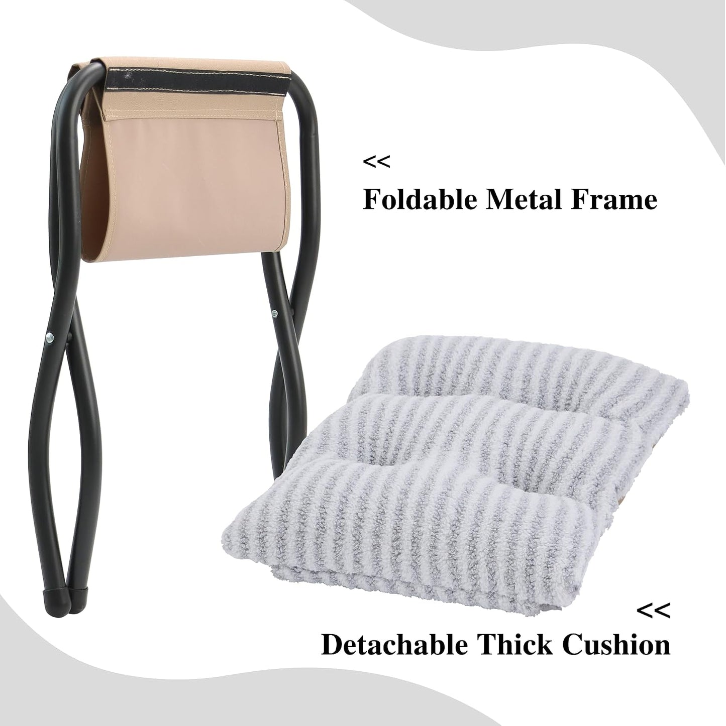15"(H) Folding Ottoman, Foldable Footrest Stool, Portable Small Foot Stool for Couch, Collapsible Foot Rest Ottoman for Sofa, Accent Padded Ottomans for Living Room, Bedroom, Dark Grey