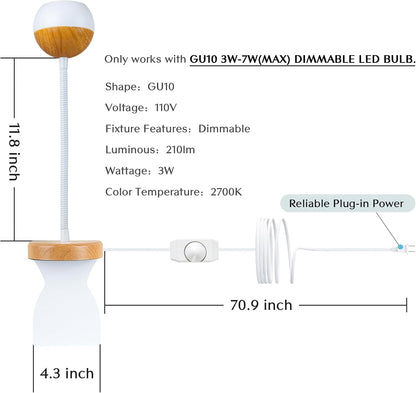 Solfres Patented Innovative Design Headboard Reading Light. No Drilling Golden Book Light for Bedtime Reading. Dimmable LED Book Reading Lamp with Bulb. Movable & Flexible, Black