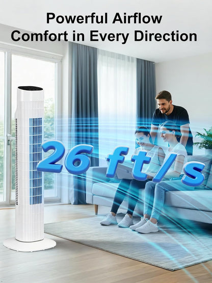 Uthfy Tower Fan with Remote, Portable 120° Oscillating Standing Fan, 3 Speeds & 3 Modes, 7.5H Timer, Fans That Blow Cold Air for Bedroom, Living Room, Office, Black
