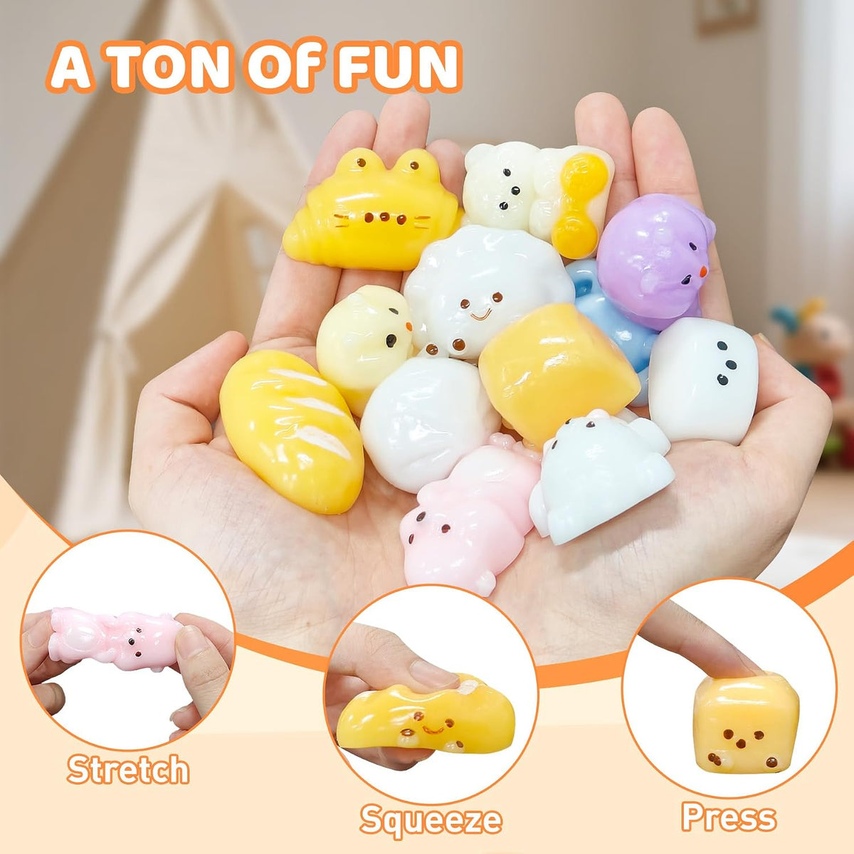 4 Pack Fidget Toys, Squishy Cube, Cube Squishy for Anxiety & Stress Relief for Adults, Slow Rise Sensory Stress Balls, Classroom Prizes