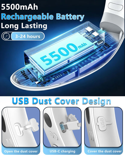 Portable Fan Clip on Pants-Personal Little Light Weight Waist Fan Coolclip Belt Hip Pocket Hard Hat,Wireless Wear Charging Battery Powered Quiet Undershirt Waist Band Coolclip Fans Adult Kid White