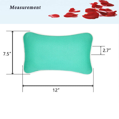 Bathtub Pillow, Non Slip, Breathable Soft, Comfortable Head Neck Support, Machine Washable, 2 Large Suction Cups (White)