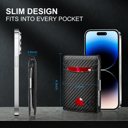 Mens Wallet Tracker Work for Anroid & iOS Device, Smart Wallet for Men WIth Tracker (Android & iOS, Carbon Black & Black)