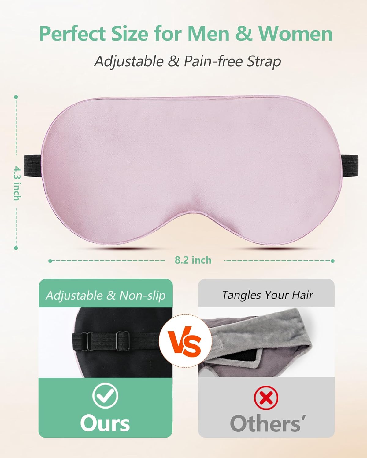 BeeVines 100% Real Mulberry Silk 2 Pack Sleep Mask, Natural Pure Silk Eye Masks with Adjustable Strap for Sleeping, Block Light Eye Sleep Shade Cover, Reduces Puffy Eyes Traveling Gifts