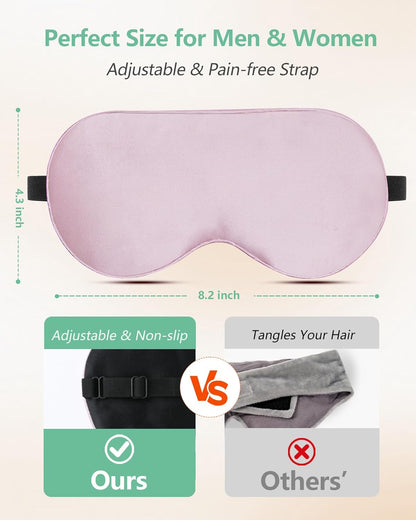 BeeVines 100% Real Mulberry Silk 2 Pack Sleep Mask, Natural Pure Silk Eye Masks with Adjustable Strap for Sleeping, Block Light Eye Sleep Shade Cover, Reduces Puffy Eyes Traveling Gifts