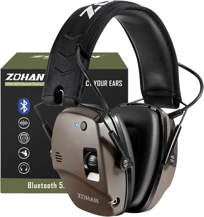 ZOHAN 035 Bluetooth 6.0 Shooting Ear Protection Earmuff, Active Noise Canceling, Hearing Protection with Sound Amplification (Green Bluetooth)