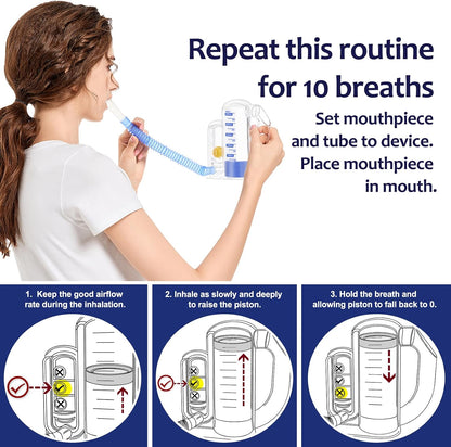 Breathing Exercise Device for Lungs, Lung Exerciser Device – Deep Breathing Trainer for Respiratory Health & Recovery