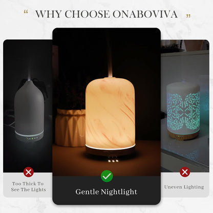 Essential Oil Diffuser - 2.4MHz Ultrasonic Glass Diffuser with Pulse/Continuous Mist & Night Light, Waterless Auto-Off, Silent Aromatherapy Diffuser for Home, Office, Yoga, Spa, Gifts & Home Decor.