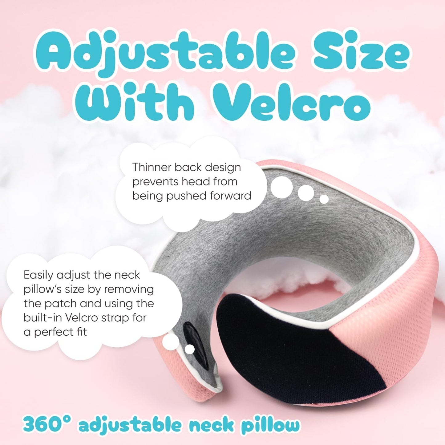 Proglobe Travel Neck Pillows for Airplanes, Sleeping Essentials for Long haul Flights, 360° Head Support, Car and Airplane Kit with 3D Contoured Eye Mask, Earplugs and Luxury Mesh Bag (Adult, Grey)