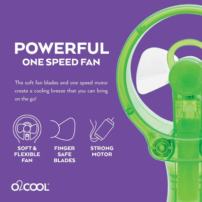 O2COOL Deluxe Handheld Misting Fan Battery Powered Green