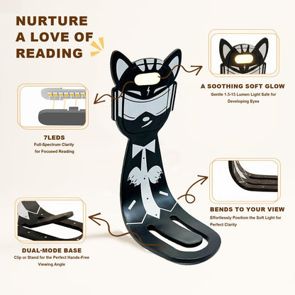 Rechargeable Kids Book Light, Cute Bookmark Reading Light for Kids, Dimmable Portable LED Book Light for Reading in Bed, Eye-Caring Bedtime Reading Lamp for Children & Travel, Black