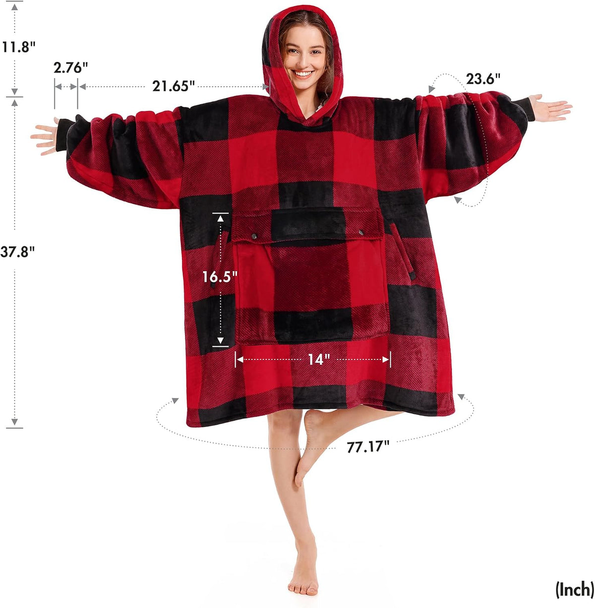 Narecte Cozy Oversized Hoodie Blanket Wearable Blanket for Adults