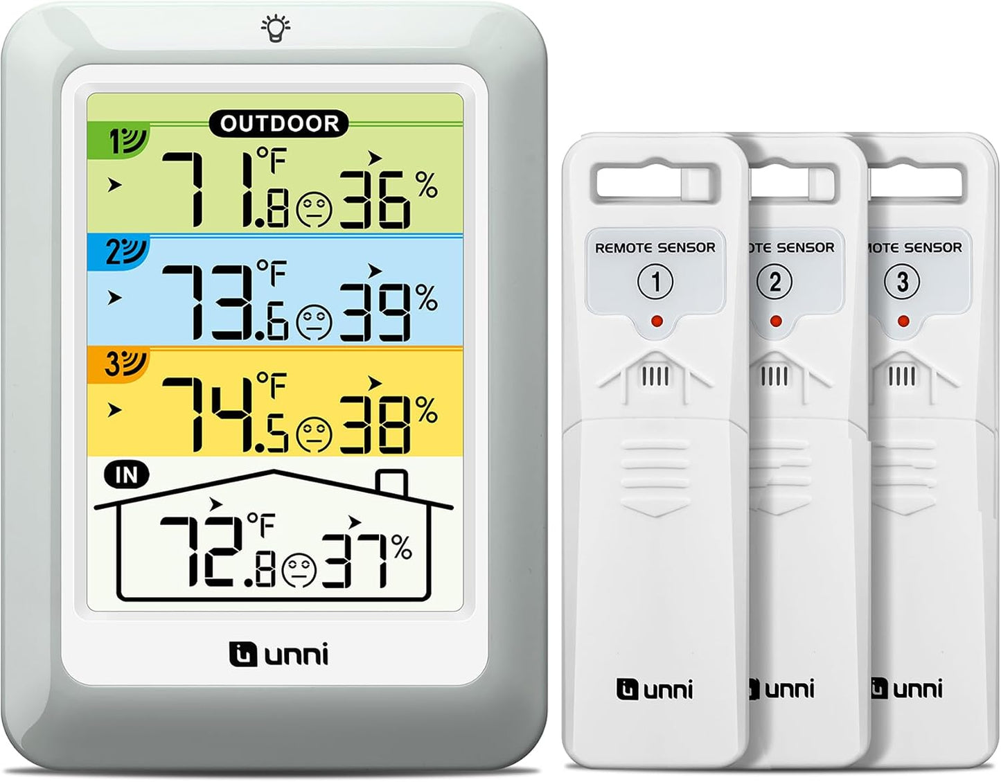 Indoor Outdoor Thermometer Wireless, 4.5 Inch Display Digital Hygrometer Thermometer Temperature Humidity Monitor with 330ft Range Sensor and Adjustable Backlight