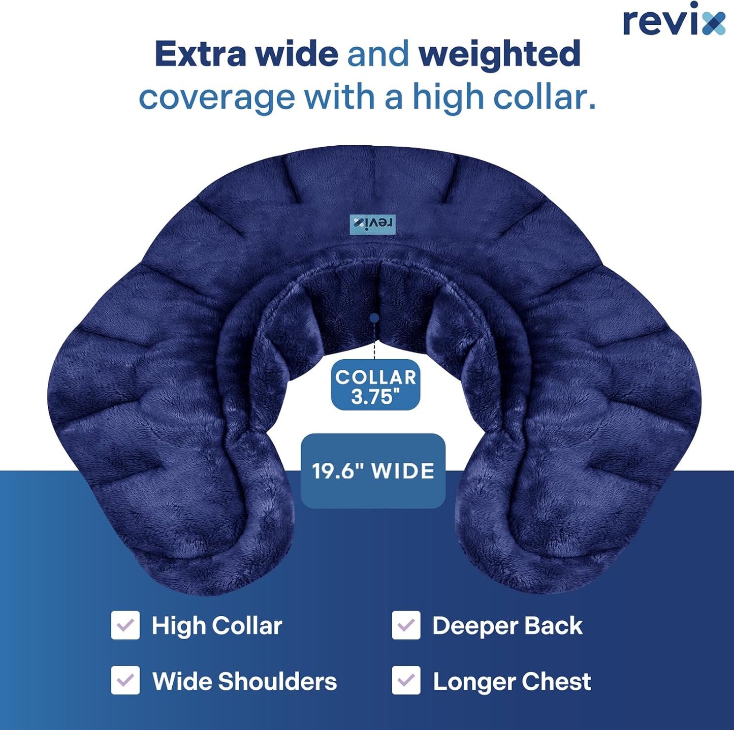 REVIX Heated Neck Wrap Microwave Heating Pad for Neck and Shoulders Pain Relief, Weighted Neck Warmer Microwavable with Miost Heat, Unscented