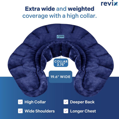 REVIX Heated Neck Wrap Microwave Heating Pad for Neck and Shoulders Pain Relief, Weighted Neck Warmer Microwavable with Miost Heat, Unscented