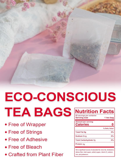 TeeLux Rosehip & Hibiscus Tea Bags, Tart & Fruity Taste, 60 Count