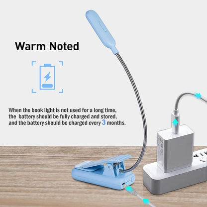 VAVOFO Clip On Book Light for Bed Kids, 7 LED Reading Light with 9-Level Warm Cool White Daylight, Eye Care Lamp with Power Indicator for Bookworms (Blue)