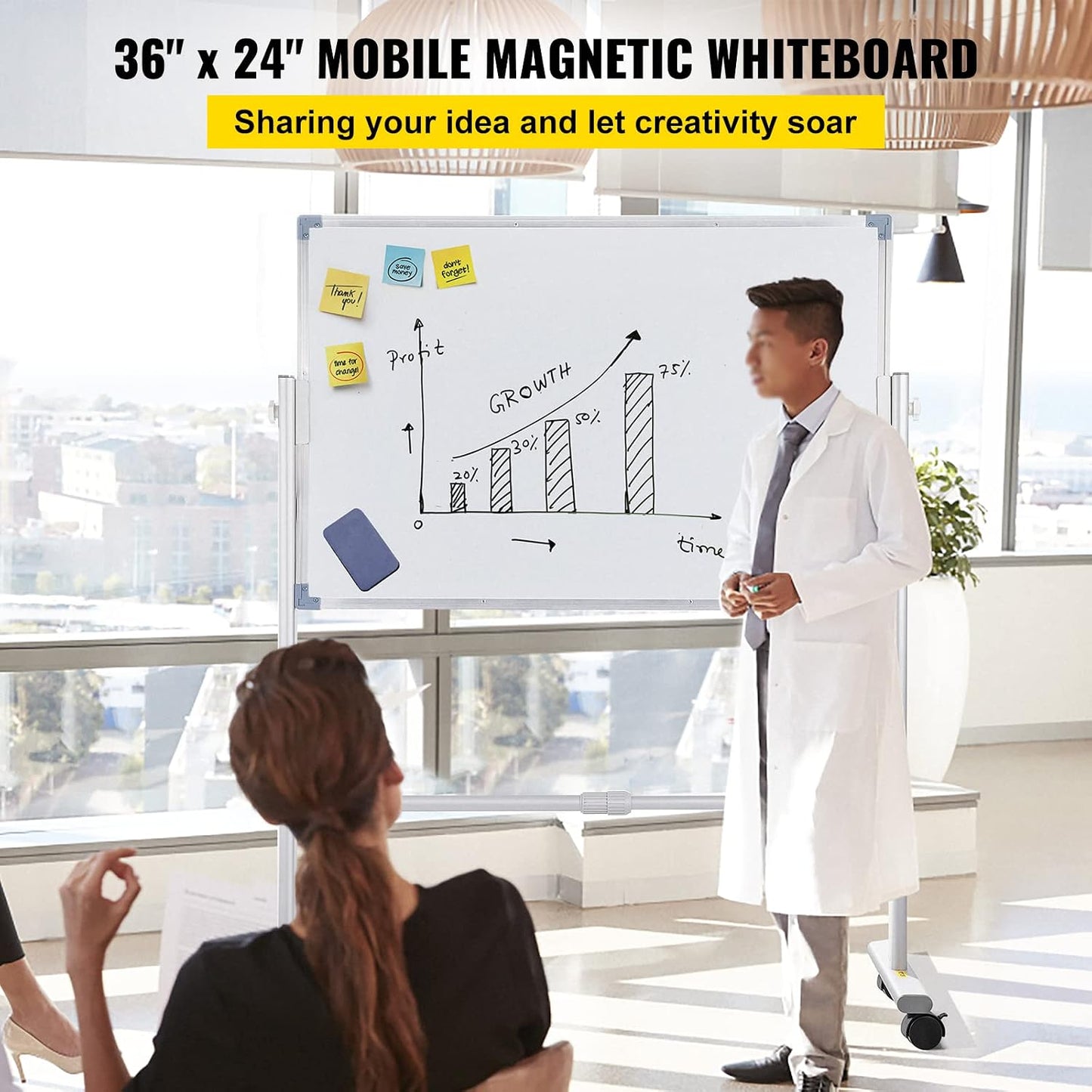VEVOR Dry Erase Calendar for Wall, 36 x 24 Inches Whiteboard Calendar, Monthly Planner Magnetic Dry Erase Board, 1 Magnetic Erase & 2 Dry Erase Marker & Movable Tray for Restaurant Office Home School