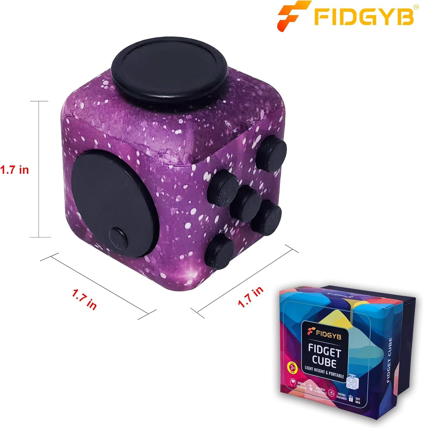 Cube Fidget Stress Relief Toy for Adults & Kids, Smooth, Quiet Sensory Toy for Anxiety, Focus & ADHD Idea[Starry]