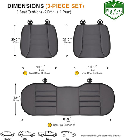 kingphenix Car Seat Cushion with 1.2inch Comfort Memory Foam, Seat Cushion for Car and Office Chair (Black)