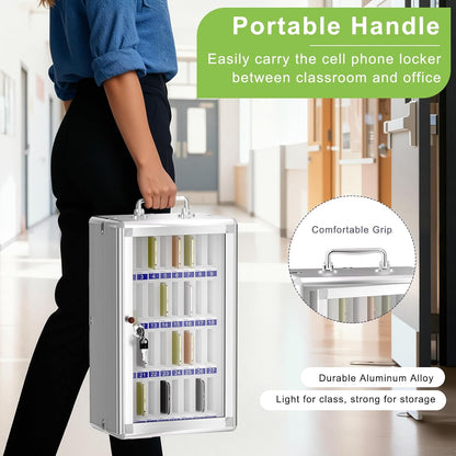 Aluminum Alloy Cell Phone Lock Box, Phone Holder for Classroom, 36 Slots