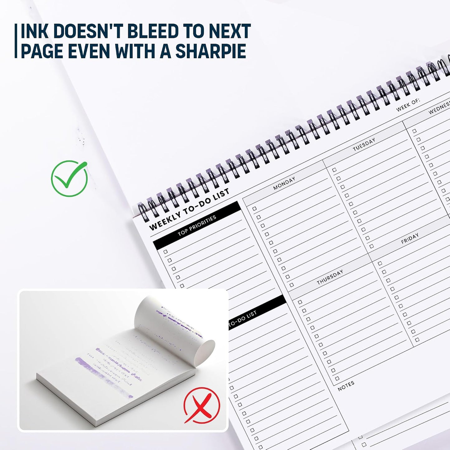 Weekly Planner Pad: To Do List Desk Notepad with Multiple Sections - 8.5x11" 52 Sheets - Undated Tear Off Notebook Calendar - Habit Planning Tracker, Task Goal Checklist Organizer - Agenda Plan Pad