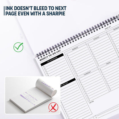 Weekly Planner Pad: To Do List Desk Notepad with Multiple Sections - 8.5x11" 52 Sheets - Undated Tear Off Notebook Calendar - Habit Planning Tracker, Task Goal Checklist Organizer - Agenda Plan Pad