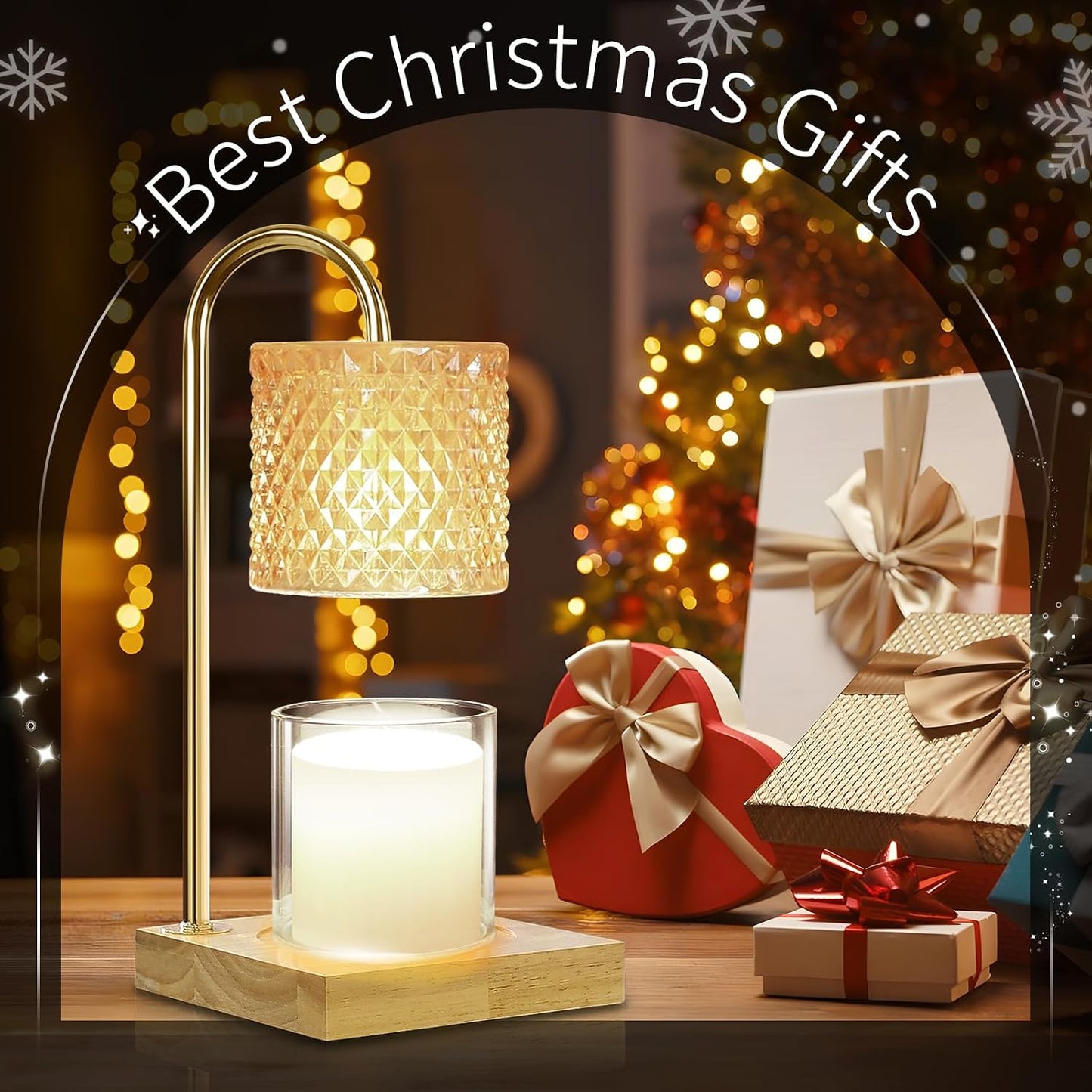 TigQiang Candle Warmer Lamp with Timer Dimmer, Birthday Gifts for Women Mom, House Warming Gifts, Elegant New Home Decor, Wax Warmer for Jar Candles, Heater Lamp for Scented Wax, Amber Glass