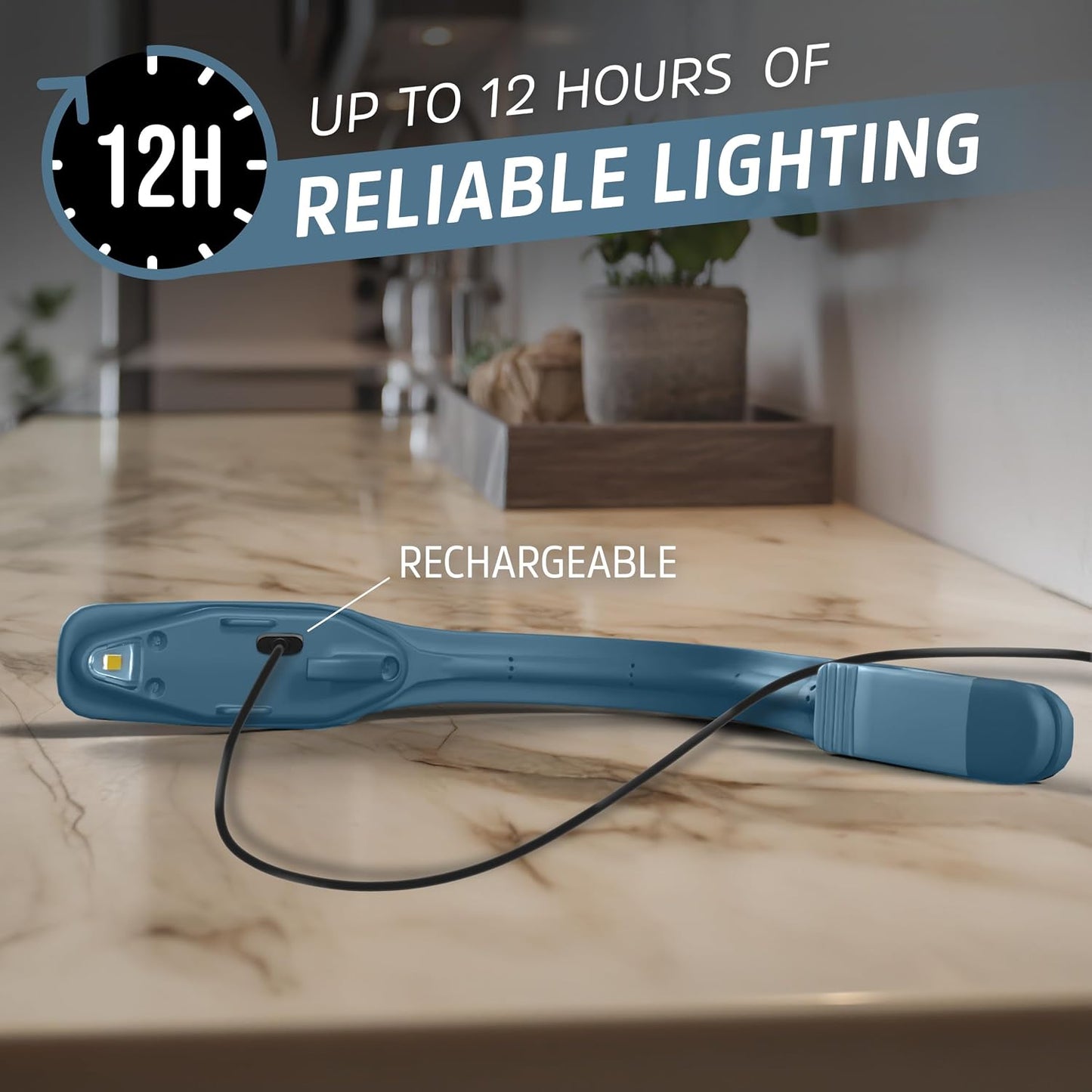Energizer Flex-R LED Rechargeable Book Light for Reading in Bed, Reading Light with Warm LED Color, Long-Lasting and Lightweight,Blue