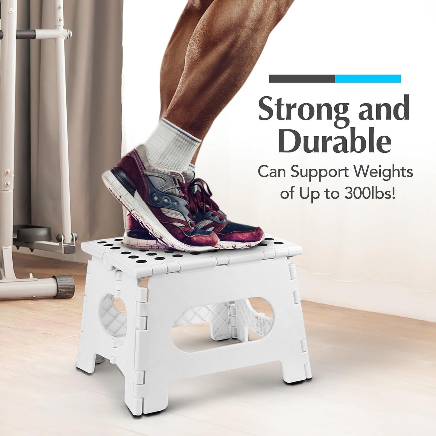 Handy Laundry Folding Step Stool - Sturdy Enough Collapsible Stool to Support Adults - Opens Easy with One Flip - Great for Kitchen, Bathroom or Bedroom (Black - 9 Inch)