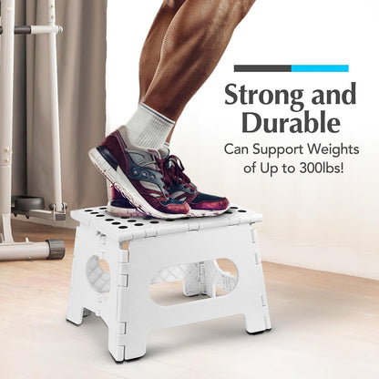 Handy Laundry Folding Step Stool - Sturdy Enough Collapsible Stool to Support Adults - Opens Easy with One Flip - Great for Kitchen, Bathroom or Bedroom (Black - 9 Inch)