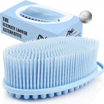 Avilana Premium Silicone Body Scrubber - Trusted Since 2017 - SGS Certified Food Grade Dual Sided Bath Brush, Quick-Dry Exfoliating Loofah Alternative, Massage Brush Sensitive Skin Women Men