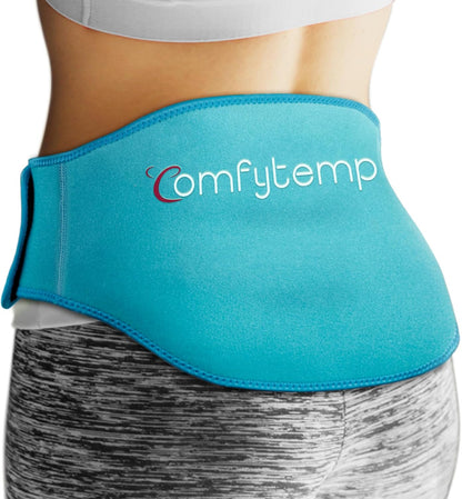Comfytemp Ice Pack for Back Pain Relief, 2 Pcs, Sciatica Ease Brace, Reusable Gel Lower Back Ice Wrap for Injuries, Hot Cold Compress for Lower Lumbar, Waist, Men Women After Surgery (Blue)