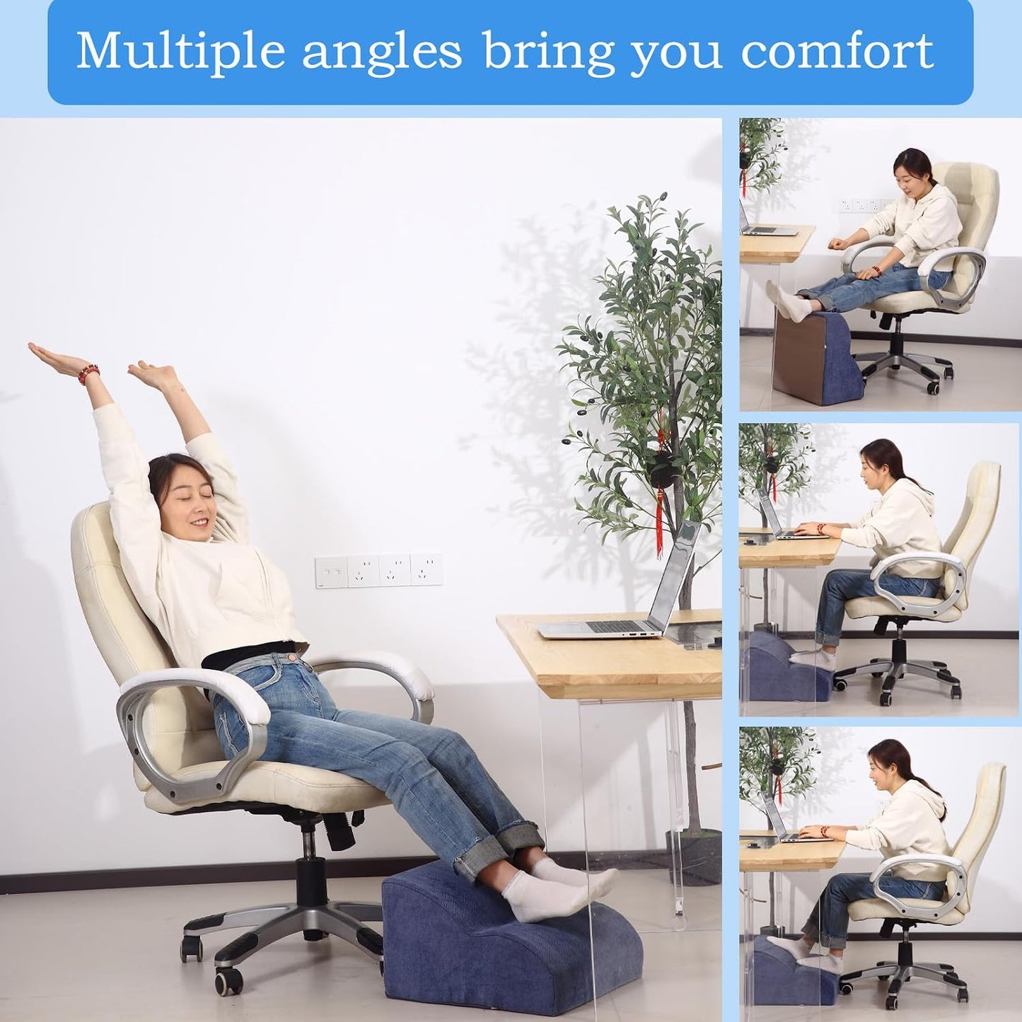 Foot Rest for Under Desk at Work.Multifunctional 3-Tier Foot Stool,with Washable Footrest.for Under Desk,Office Chair Gaming Chair & Sofa,Leg Elevation Pillow,Supports Posture -Dark Grey