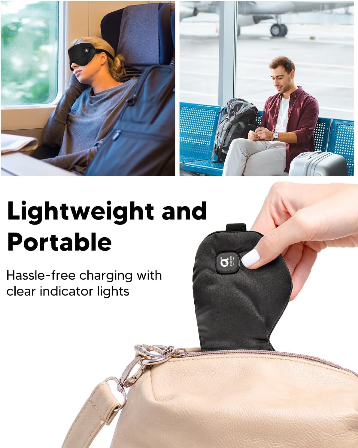 arboleaf Heated Eye Mask, Cordless Rechargeable Warm Eye Compress, Temperature Control, Light Blocking, Washable Cover & Travel, 1000mAh Rechargeable Battery