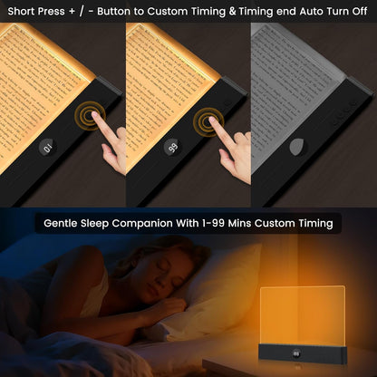 easuntec Book Light, Rechargeable Reading Light with Eye Protection - 3 Color Temps Timer Dimmable, Book Lights for Reading at Night, Flat Book Lights Gifts for Book Lovers Students Readers (Black)