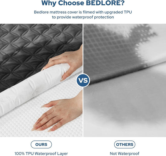 BEDLORE 2 Pack Waterproof Mattress Protector, Queen Size Mattress Pad