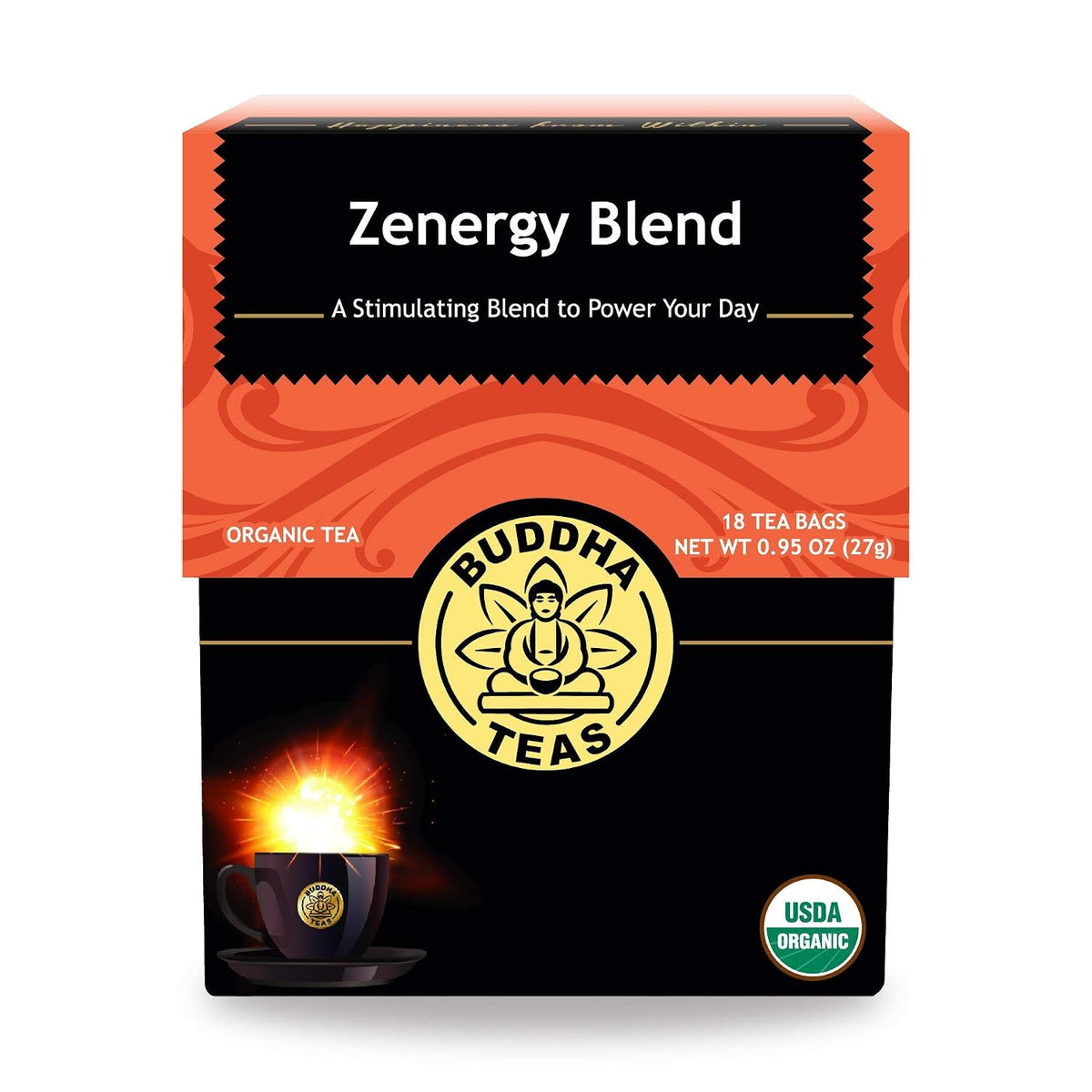 Buddha Teas Zenergy Blend - OU Kosher, USDA Organic, 18 Bleach-Free Tea Bags