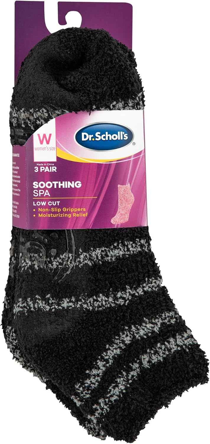Dr. Scholl's Womens Low Cut Soothing Spa - Lavender & Vitamin E Infused 2 3 Pair Packs Bottom Grippers Sock, Blue, Pink/Blue, 4-10 US