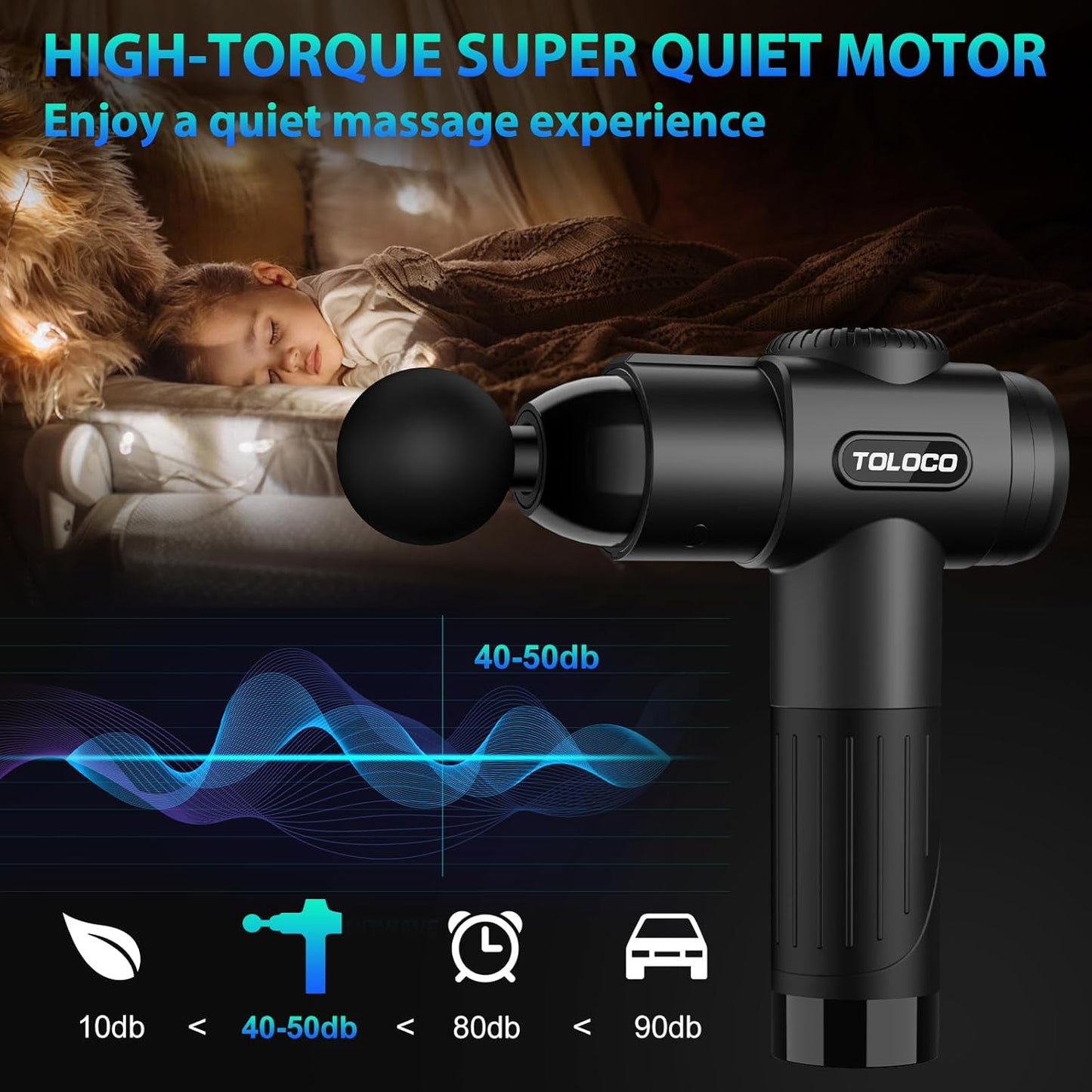 TOLOCO Massage Gun, Deep Tissue Back Massage for Athletes for Pain Relief, Percussion Massager with 10 Massages Heads & Silent Brushless Motor, Fathers Day Dad Gifts, Grey