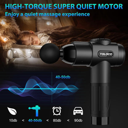 TOLOCO Massage Gun, Deep Tissue Back Massage for Athletes for Pain Relief, Percussion Massager with 10 Massages Heads & Silent Brushless Motor, Fathers Day Dad Gifts, Grey