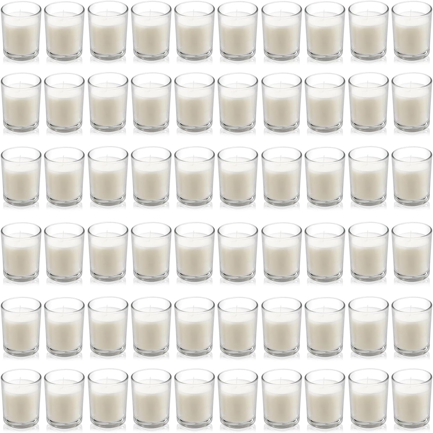 Housecret 24 Pack Warm White Unscented Clear Glass Filled Votive Candles. Hand Poured Wax Candle Ideal Gifts for Aromatherapy Spa Weddings Birthdays Holidays Party