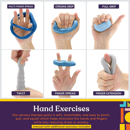 Special Supplies Therapy Putty for Kids and Adults - Resistive Hand Exercise Stress Relief Therapy Putty Kit, Set of 4 Strengths, Three Ounces of Each Putty