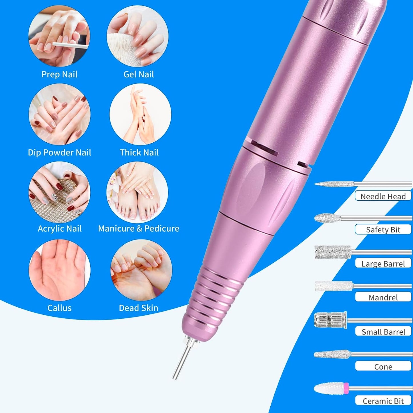 MOCOWIND Portable Nail Drill Professional 35000 RPM, Electric Nail E File